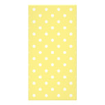 Yellow and White Polka Dots Pattern. Customized Photo Card