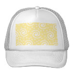 Yellow and White Swirls and Dots. hats