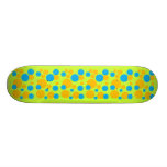 Yellow & Aqua Bubble Dots on Lime Skate Deck