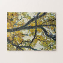 Yellow autumn tree leaves puzzles