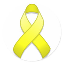 Yellow Awareness Ribbon Round Sticker