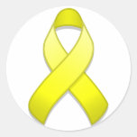 Yellow Awareness Ribbon Round Sticker