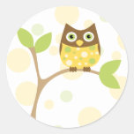 Yellow Baby Owl Round Sticker