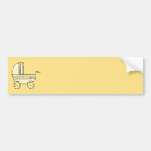 Yellow Baby Pram. Bumper Sticker