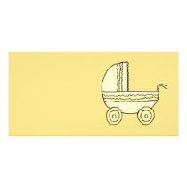 Yellow Baby Pram. Custom Photo Card
