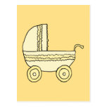 Yellow Baby Pram. Postcard