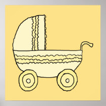 Yellow Baby Pram. Posters