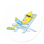 Yellow Banana Relax Sit on Beach Lounge Chair stickers