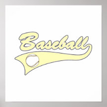 Yellow Baseball Logo Print