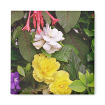 Yellow Begonias And Red, White Flowers flowers Fridge Magnet