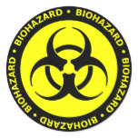 Yellow Biohazard Symbol Sticker w/ Text