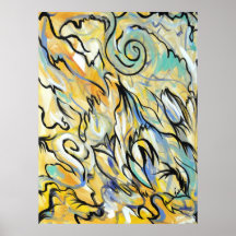 Yellow Bird Abstract Posters