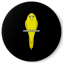 Yellow Bird. Canary. On Black. Pinback Buttons