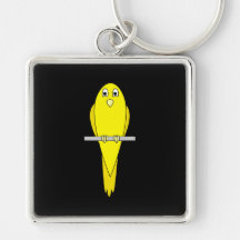 Yellow Bird. Canary. On Black. Keychains