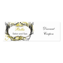 yellow,black and white Chic discount coupon Business Cards