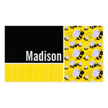 Yellow & Black Bee Pattern Business Card