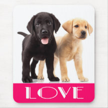 Yellow & Black Labrador Retriever Puppy Mouse Pad