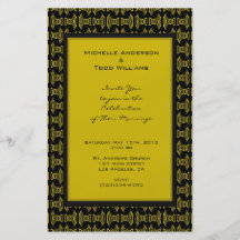 Yellow Black Pattern Wedding Flyer