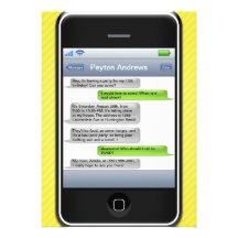 Yellow/Black Smart Phone iParty Birthday Party Personalized Announcements