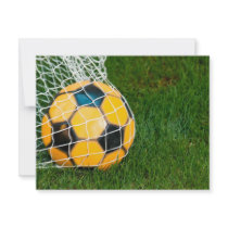 Yellow & Black Soccer Ball in Net Personalized Announcement