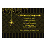 Yellow & Black Spider Damask Halloween Invitations
