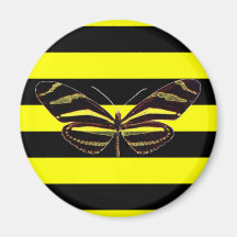 Yellow Black Stripe Butterfly Magnets