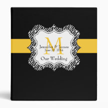 Yellow Black Wedding Planner Binders Zebra Print