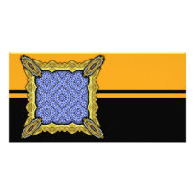Yellow Black White Waves Inverted Small Photo Greeting Card