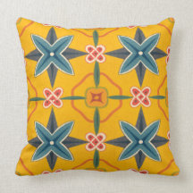 Yellow & Blue Floret Design  Mojo Pillow