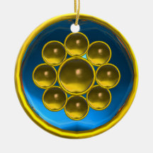 YELLOW BLUE GEMSTONE MON CHRISTMAS ORNAMENT