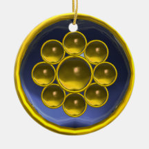 YELLOW BLUE GEMSTONE MON CHRISTMAS TREE ORNAMENT