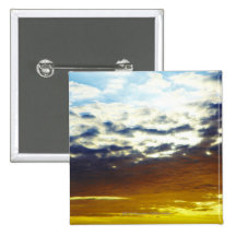 Yellow Blue Moody Sunset with Clouds Pinback Buttons