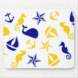 Yellow Blue Nautical Scatter mousepads