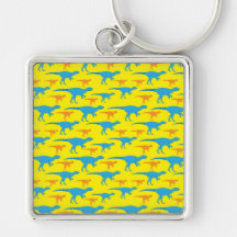Yellow Blue Orange Dinosaur Designs Pattern Gifts Keychain