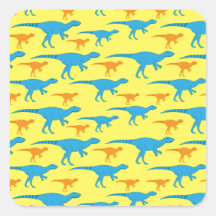 Yellow Blue Orange Dinosaur Designs Pattern Gifts Stickers