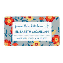 Yellow, Blue & Orange Modern Floral Canning Labels