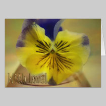 Yellow / Blue Pansy card with Golden Text cards