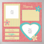 Yellow, Blue & Pink Smiles Scrapbook Page Print