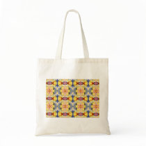 Yellow Blue Red Kaleidoscope design Canvas Bags
