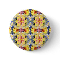 Yellow Blue Red Kaleidoscope design Buttons