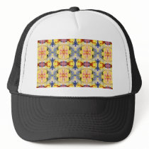 Yellow Blue Red Kaleidoscope design Mesh Hats