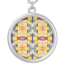 Yellow Blue Red Kaleidoscope design Necklaces