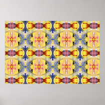 Yellow Blue Red Kaleidoscope design Print