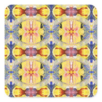 Yellow Blue Red Kaleidoscope design Square Stickers
