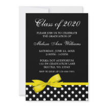 Yellow Bow Polka Dots Graduation Announcement