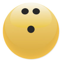 YELLOW BOWLING BALL ROUND STICKER