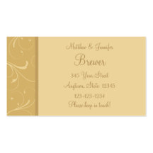 Yellow Bride and Groom Contact Information Card Business Card