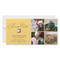 Yellow brown dove peace on earth holiday greeting custom photo card