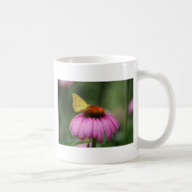 yellow butterfly and flower coffee mugs