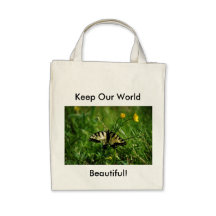 Yellow Butterfly Organic Grocery Tote Canvas Bags
